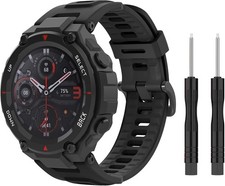 Soft Silicone Strap Compatible with Amazfit T-Rex Pro Smartwatch, Black