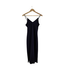 Quince Women 100% Washable Silk Slip Dress Navy Basic Sleeveless S