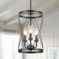 3-Light Farmhouse Pendant Light, Modern Industrial Black Chandelier with Open...