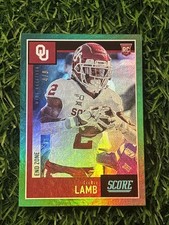 2020 Score #416 Ceedee Lamb Rookie Card SSP Oklahoma RC Green End Zone /6. rookie card picture