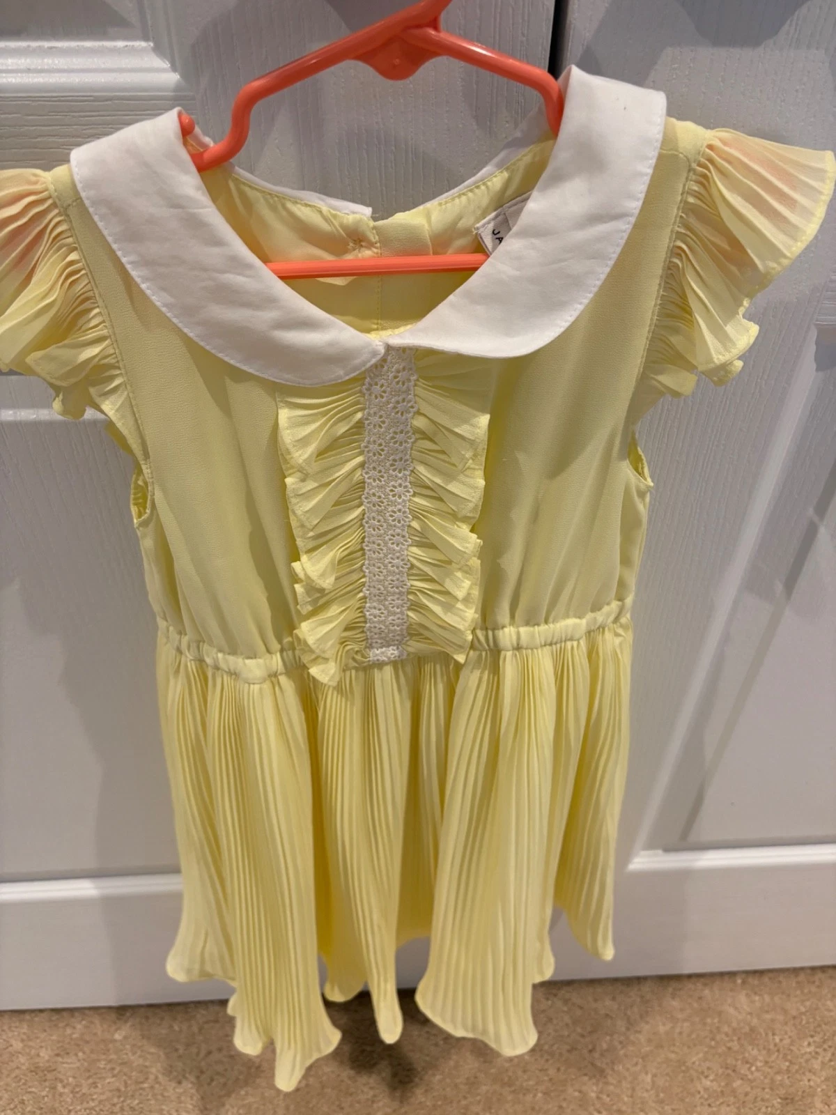 Janie and Jack Yellow Chiffon Pleated Collard Dress Size 6
