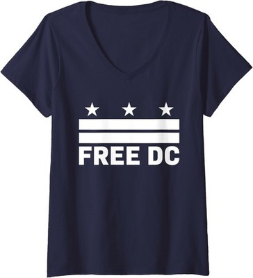 Free DC Design American Free American Funny Design Ladies' V-Neck Tshirt