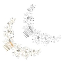 2 Pcs Wedding Crystal Hair Comb Bride Elegant Accessory Bridal Headdress
