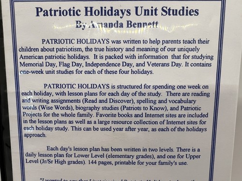 Patriotic Holidays Unit Study by Amanda Bennett CD~Memorial Flag Ind S1 11 - Picture 5 of 5