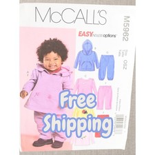 McCall's M5962 Sewing Pattern Infants Hoodies Tops Pants Uncut Factory Folded