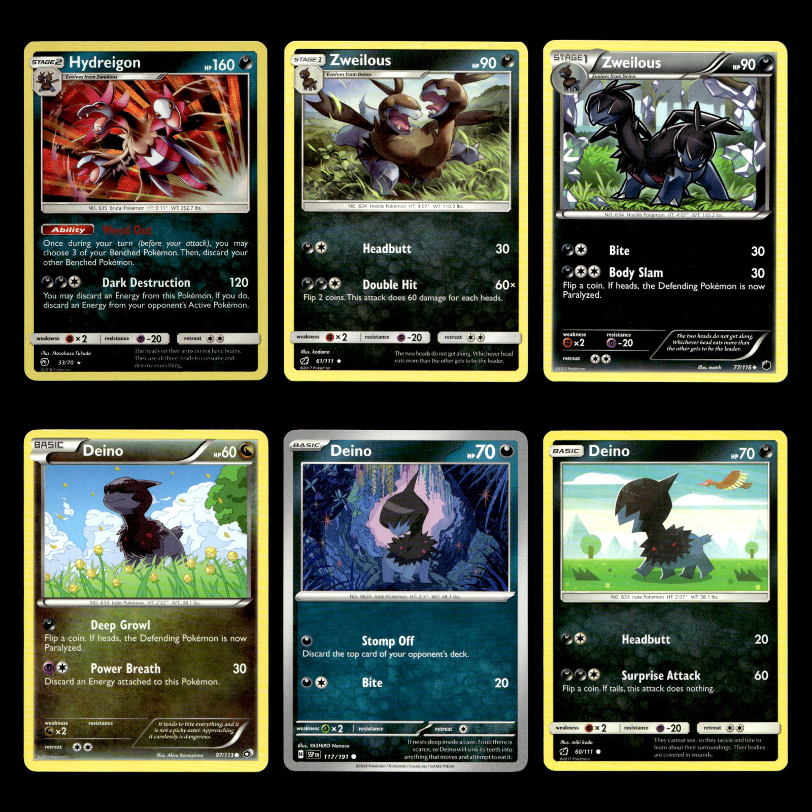 6x Hydreigon Holo Lot 33 Sun Moon Dragon Majesty Pokemon Cards Collection Set