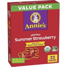 Annie's Organic Bunny Fruit Flavored Snacks, Summer Strawberry Gluten Free 22ct