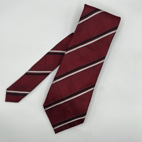 Donald Trump Signature Collection Men Silk Striped Maroon/White/Black Tie