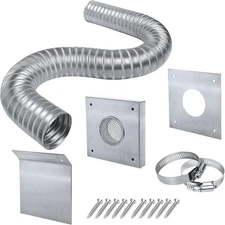 Pellet Stove Fresh Air Intake Kit, 2" x 60" Flex Vent Pipe & Accessories