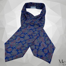 Beautiful Blue Paisley Luxury Ascot Cravat EX COND