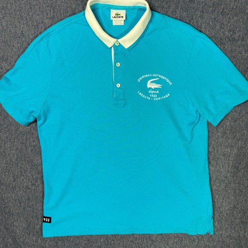 Lacoste Heritage Edition Polo Shirt Men's Size M-L Turquoise Original EUC Preppy - Picture 2 of 7