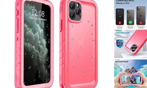 for iPhone 11 Pro Waterproof Case, Full Body Underwater/Rugged/Heavy Duty Pink
