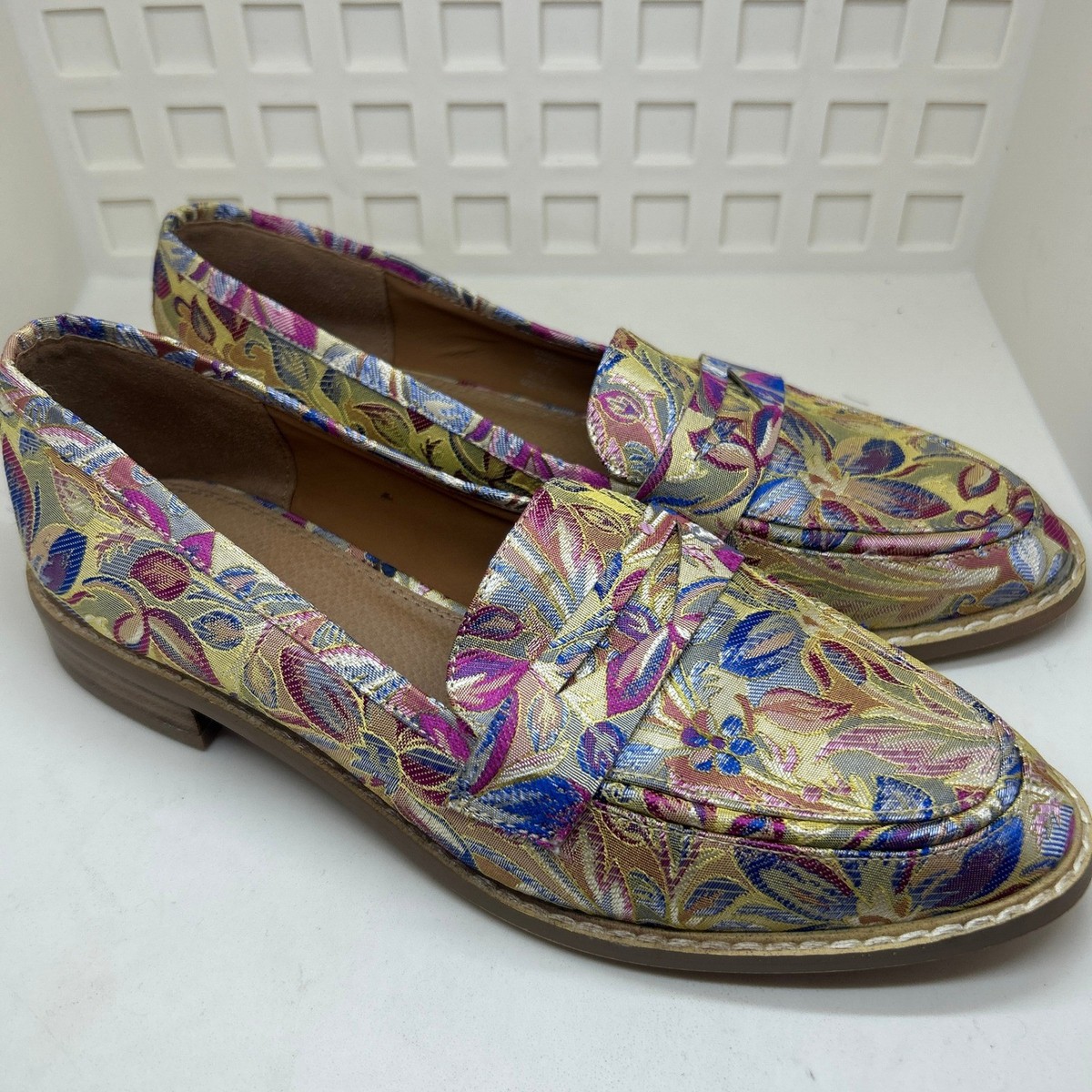  DESIGN Men\'s Metallic Brocade Loafers with Chain ASOS DESIGN Loafers Grey Velvet Floral Design | Mercari main image 2