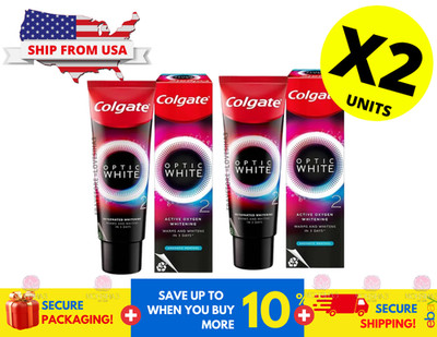 2 Packs of COLGATE Optic White O2 Active Oxygen Whitening Toothpaste 85g
