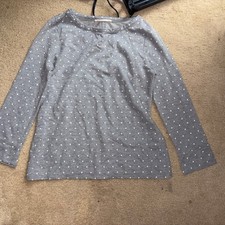 Women  s Large Gray Polka Dot Boat Neck, long Sleeve Top