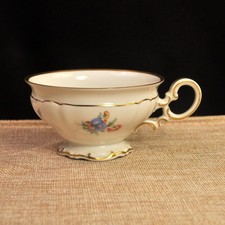 Hutschenreuther Cup The Mayfair White #7619 Floral w/Gold 1939-1964 (No Saucer)
