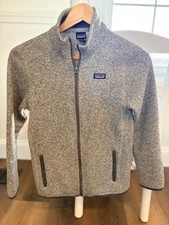 Patagonia Better Sweater Jacket Kids Large 12 Gray Full Zip Fleece Worn Wear
