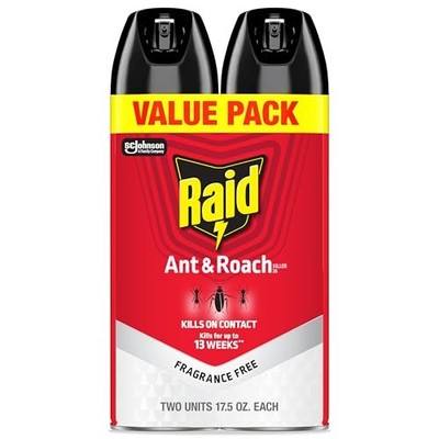 Raid Ant & Roach Killer 26, Fragrance Free Bug Spray Kills on Contact, 17.5 Oz