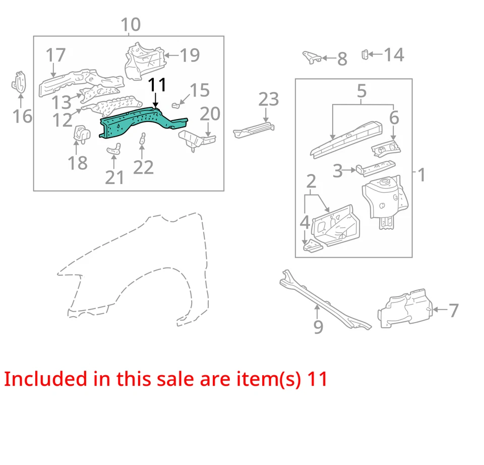 Toyota MEMBER FR SIDE LH 5711248010 NUEVO OEM Foto 2 de 3