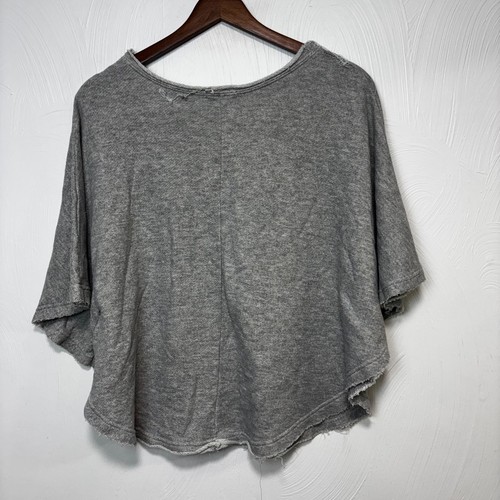 Maglione stile poncho grigio pullover manica corta casual tasca vestibilità rilassata donna - Foto 6 di 6