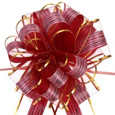 20pcs 8 Inch Large Pull Bows Gift Wrapping Bows Ribbon Organza Wine Red