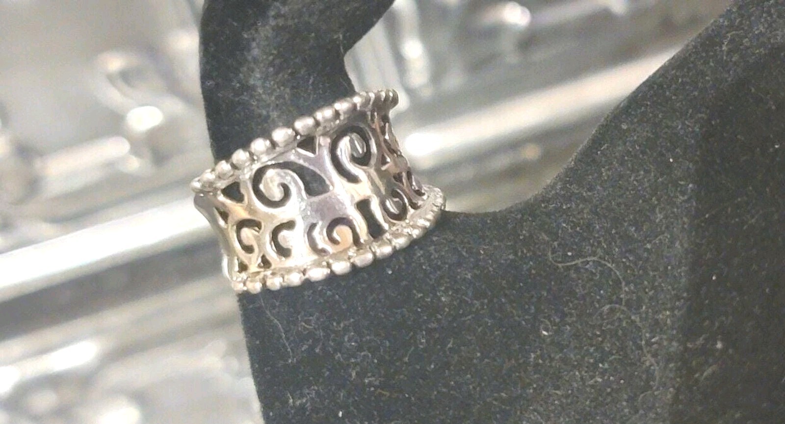 Open Scroll cut-out pattern Sterling Silver 925 R… - image 1