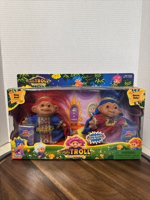 VINTAGE Y2K TOTALLY TROLL ''KING AZUL & QUEEN RUBAY SET/2 IN BOX PLAYMATES BY DAM