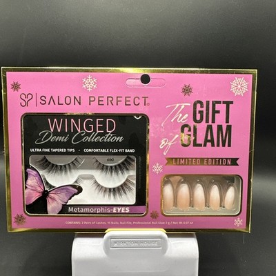 Salon Perfect Glam Lash & Nail Set 690 Lash & Mordern French Nail Set 15 Piece