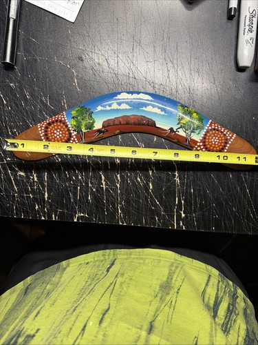Australian-Made From Brigelow Tree Boomerang w/ Hand-Painted Aboriginal Art !!