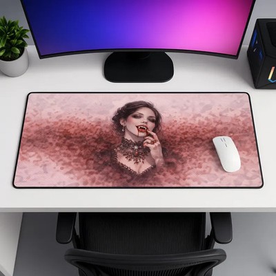 Dark Vampire Desk Mat Watercolor Gothic Beauty Mousepad Gaming Setup Decor Gamer