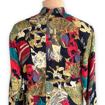 Vintage Protest Shirt Bright Multicolored Abstract Art Long Sleeve Top Unisex 
