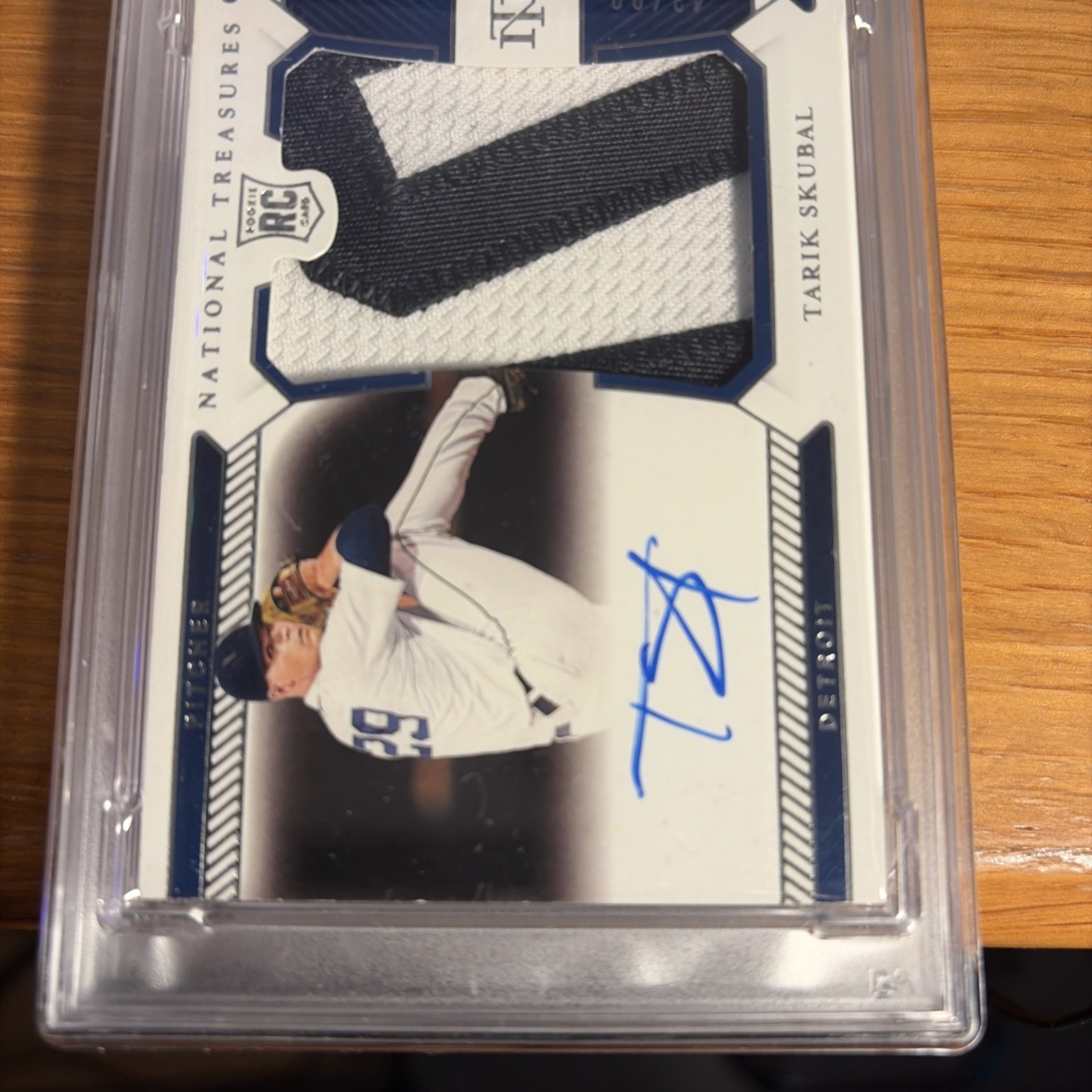 2021 National Treasures Tarik skubal Patch On Card Auto pSA7 POP 1 view 3