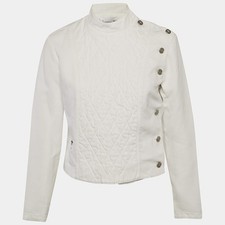 Christian Dior White Cotton Quilted Crossover Jacket M