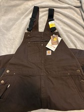 Carhartt 104031 DKB Quilt Lined Bib Overalls 3M Thinsulate Brown Mens 2XL Reg