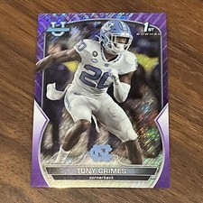 2022 Bowman University Tony Grimes #75 1st Bowman Purple Shimmer Refractor UNC