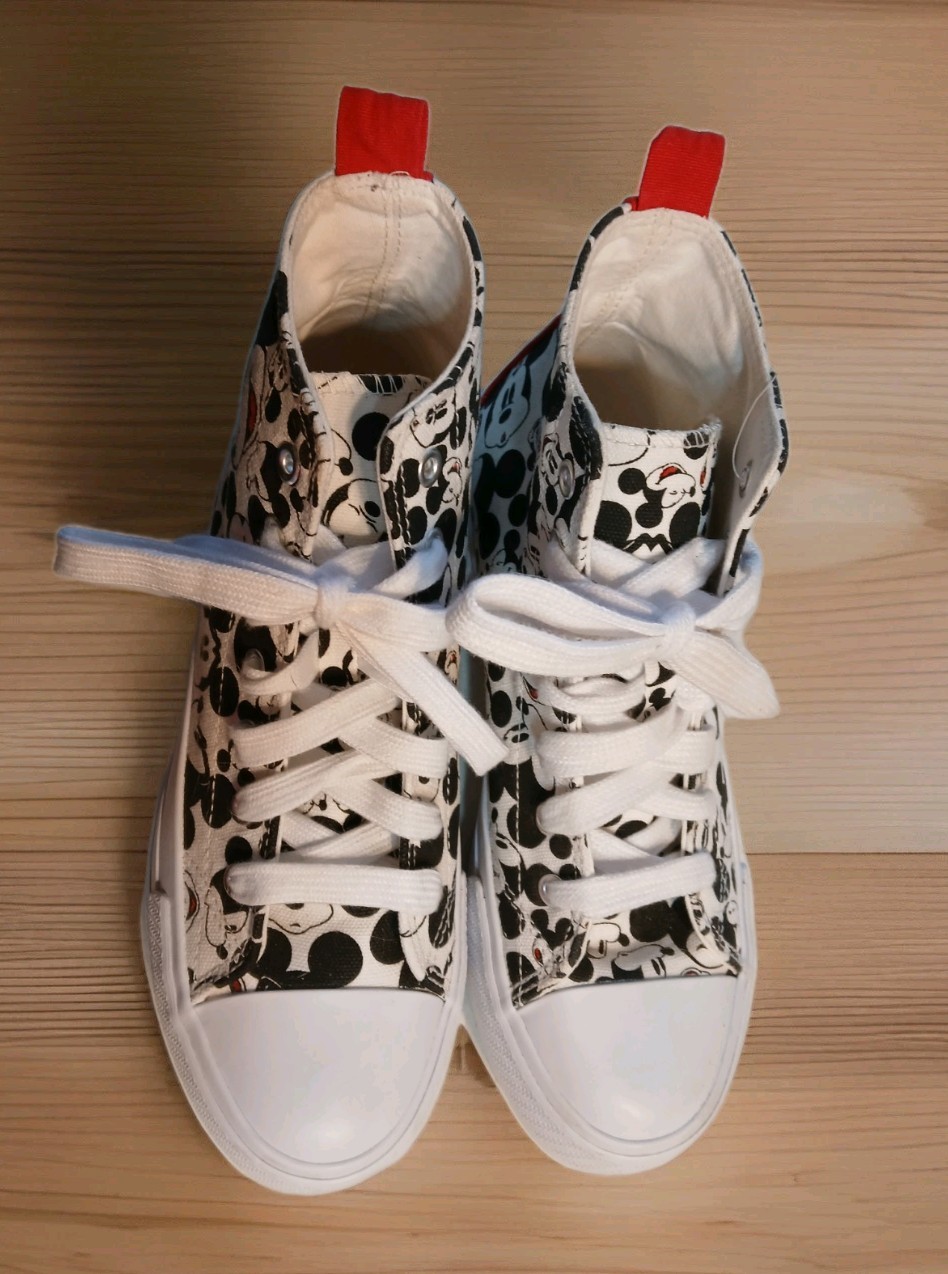 Mickey Mouse Disney Shoes Sneakers High Top Women's Sz 7 Tie Lace Nice Condition
