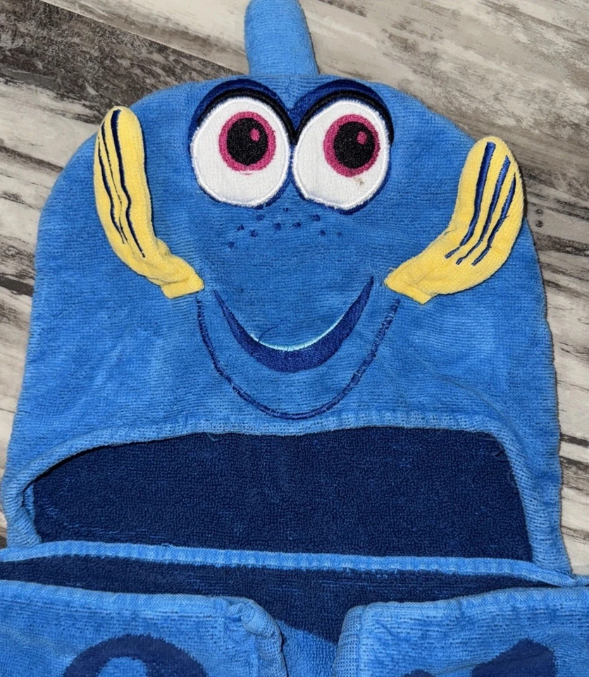 Полотенце с капюшоном Disney Dory Blue Fish хлопок махровая ткань бассейн пляж ванна 48x21 Nemo - Изображение 2 из 4