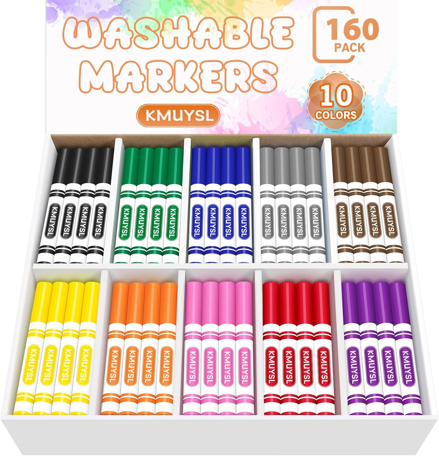 Bulk, 10 Assorted Colors - Broad Line Conical Tip Col