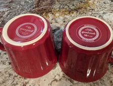 Two GOOD COOK Red Stoneware 18 oz Soup Coffee Tea Chili Mug Bowl One Lid