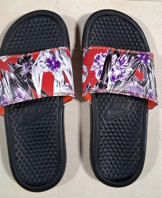 NIKE Benassi JDI Flip Flop Sandals Women's Size 6 Floral Print Slides Nice!