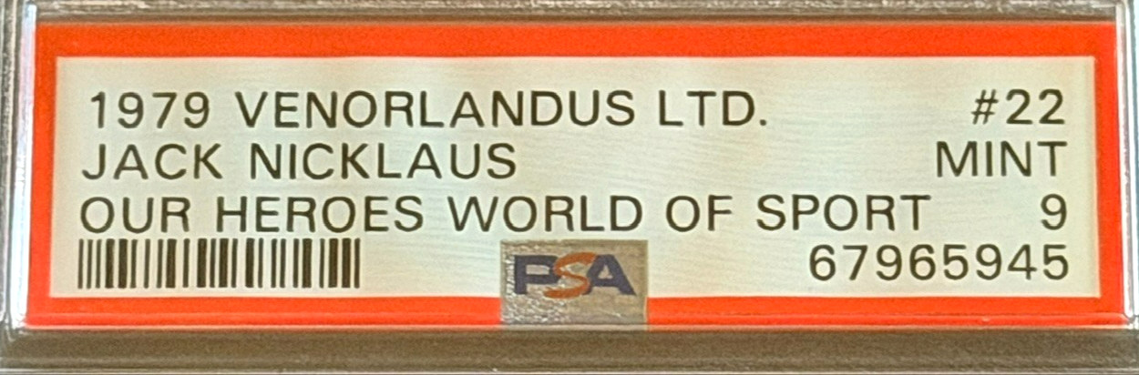 1979 VENORLANDUS LTD. #22 JACK NICKLAUS ROOKIE PSA 9 LOW POP WORLD OF SPORT GOAT view 2