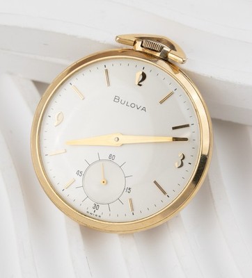 Vintage Bulova Buckingham  B  Pocket Watch Linen Dial 10k RGP 17J 16AB - 853b