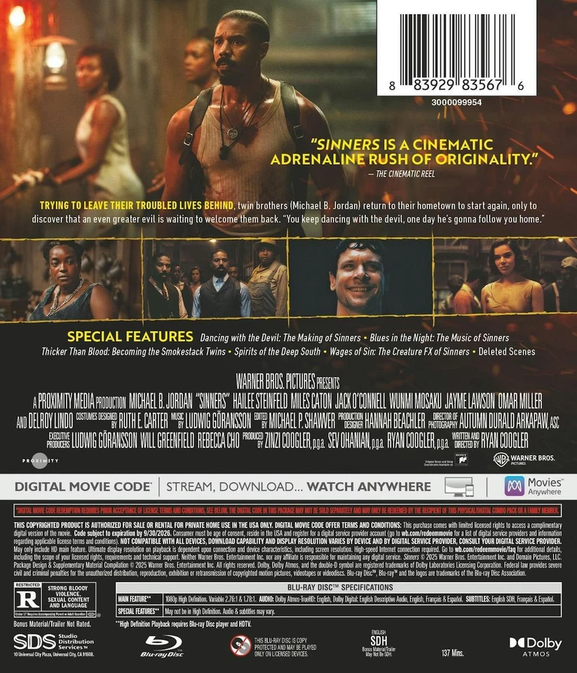 Sinners Blu-ray  NEW - Image 4 of 4