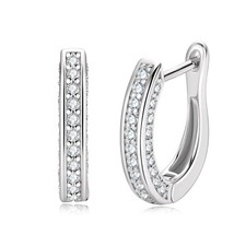 1ct Pave Earrings White Gold Diamond Test Pass Lab-Created VVS1/D/Excellent