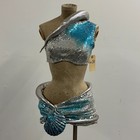 Vintage Mermaid Showgirl Costume – Silver & Blue Sequin Set – Stagewear