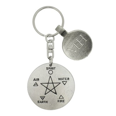 Personalisierter Schlüsselanhänger aus englischem Zinn Erde Elemente in einem Etui