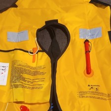 Yellow and Gray Inflatable Life Jacket with CO2 Cylinder Activation