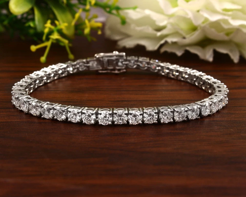 3 Ct F VS Lab Diamond Infinity Tennis Bracelet Round 14K White Gold Over 6.5" - Image 3 of 3