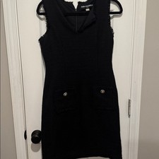 Karl Lagerfeld Little Tweed Black Dress Size 6 With Front Pockets