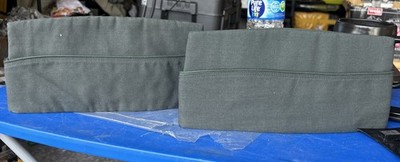 Two US Army Hat Green Poly Wool Man's Garrison Cap